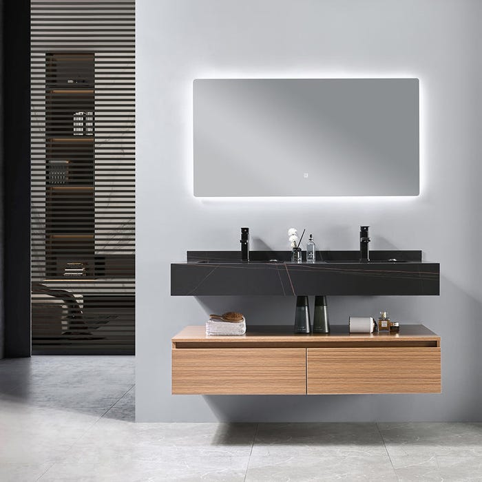 Meuble salle de bain double vasque ROSA 120 cm + miroir