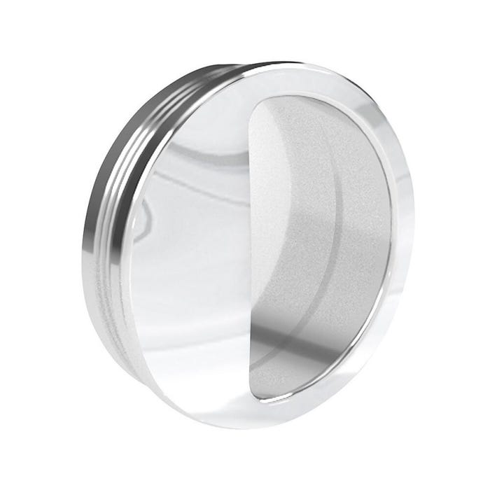 Poignée cuvette ronde diamètre 55 mm - plastique argenté