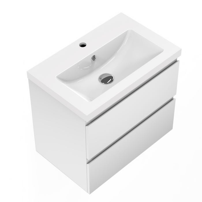 Aica 50cm(L)x38.5cm(P)x52cm(H) Meuble salle de bain blanc deux tiroirs avec une vasque à suspendre