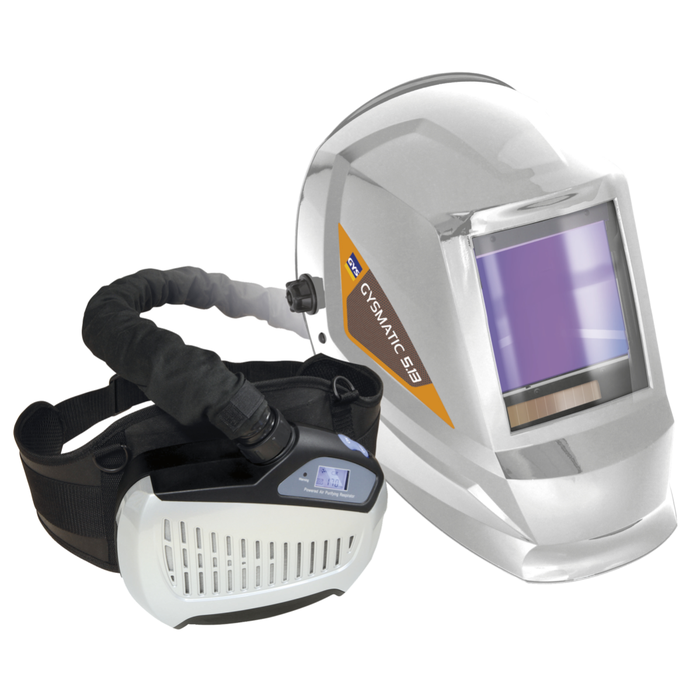 Masque de soudage LCD écran XXL teinte foncée 5-13 avec protection respiratoire GYSMATIC 5/13 Air True Color XXL Gys