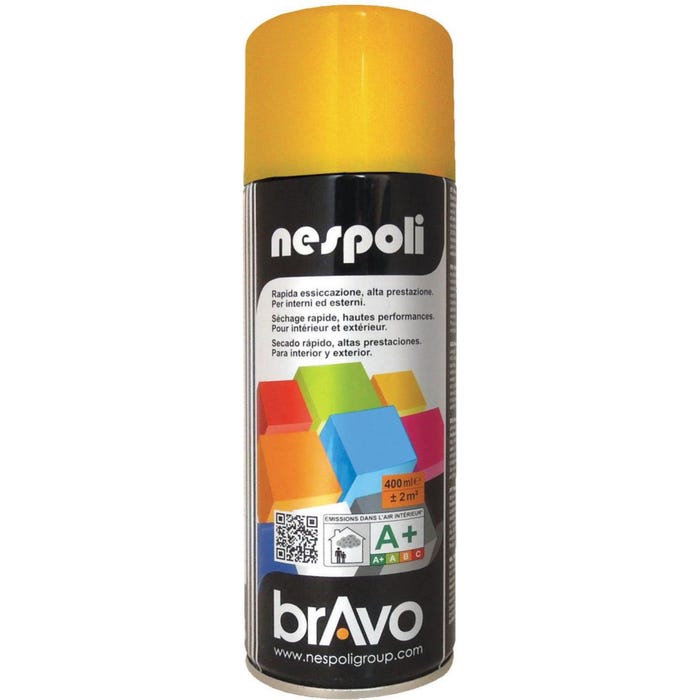 Peinture aérosol acrylique PROFESSIONNELLE classique brillant jaune signal - 400ml