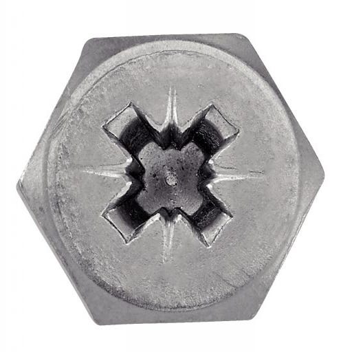 Vis à tole tête hexagonale pozidrive avec bout pilote - Inox A2 4,8x24/20 mm - Boîte de 200