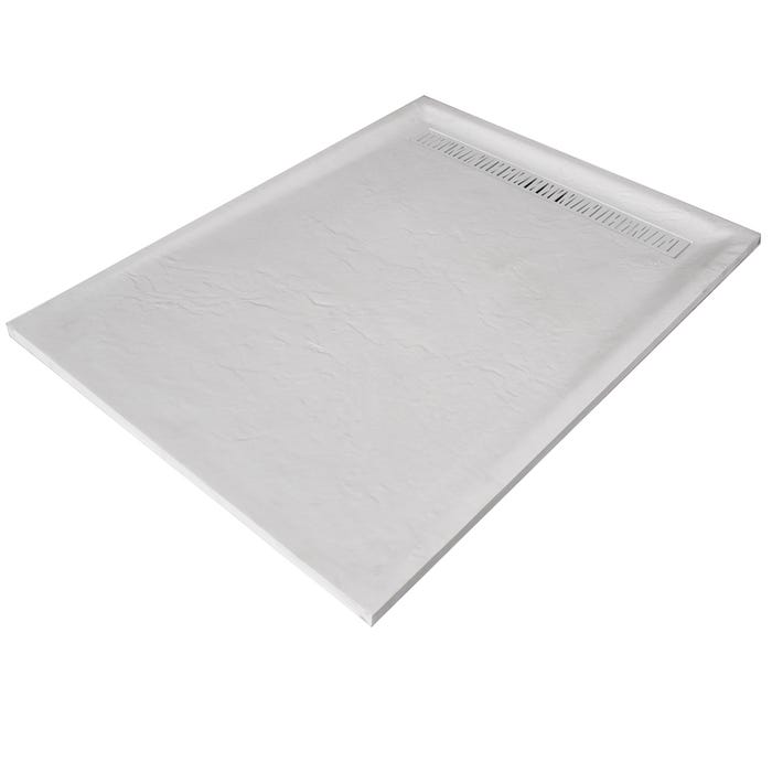 Receveur de douche blanc 120 x 90 cm haute densité aspect ardoise - grille caniveau