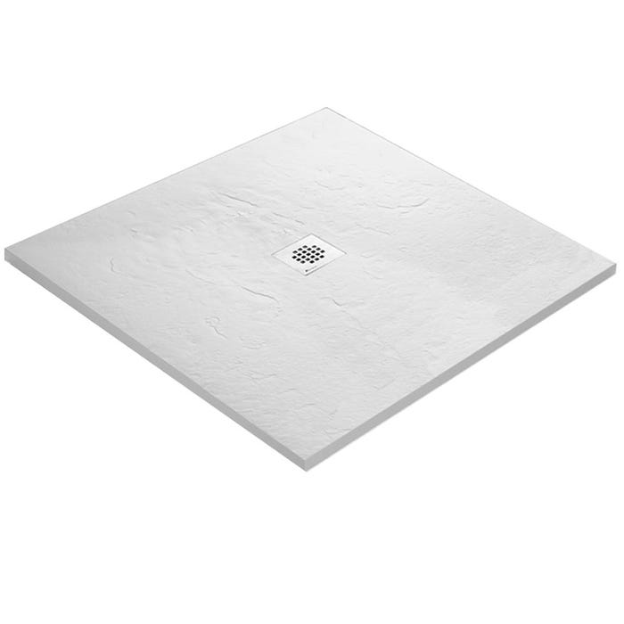 Receveur de douche blanc 90 x 90 cm haute densité aspect ardoise - grille carrée centrée
