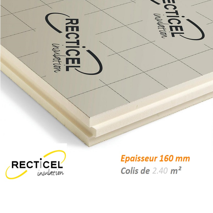Eurotoit® Montagne 160 mm Colis de 2.40 m² R7.25 Panneau polyuréthane 1200X1000 mm pour le toit de marque Recticel