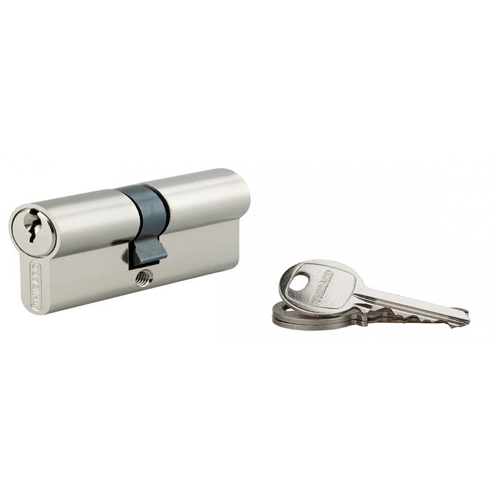 THIRARD - Cylindre de serrure double entrée SA UNIKEY (achetez-en plusieurs, ouvrez avec la même clé), 30x35mm, 3 clés, nickelé
