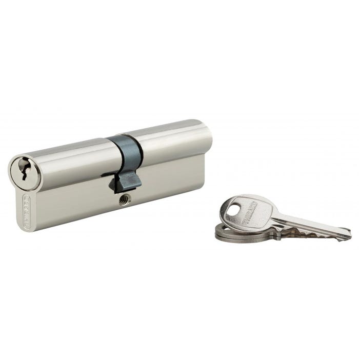 THIRARD - Cylindre de serrure double entrée SA UNIKEY (achetez-en plusieurs, ouvrez avec la même clé), 40x40mm, 3 clés, nickelé
