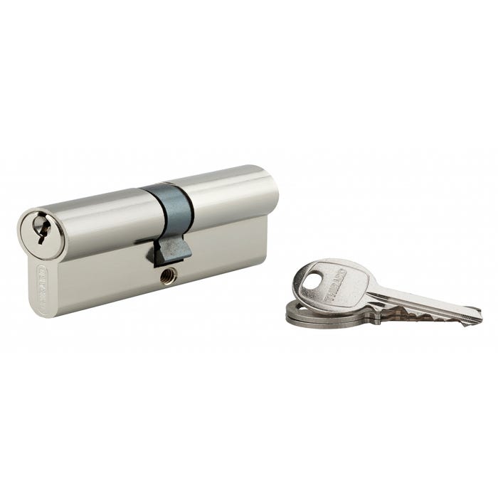 THIRARD - Cylindre de serrure double entrée SA UNIKEY (achetez-en plusieurs, ouvrez avec la même clé), 35x35mm, 3 clés, nickelé