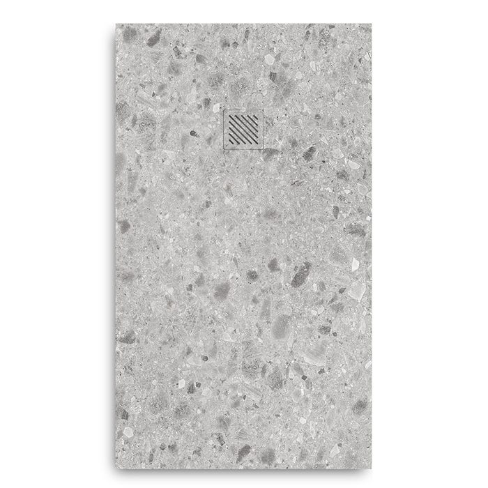 Receveur de douche en résine extra plat à poser 100x100cm - terrazo gris clair redovan - ORIGINE