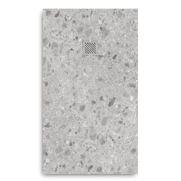 Receveur de douche en résine extra plat à poser 100x190cm - terrazo gris clair redovan - ORIGINE