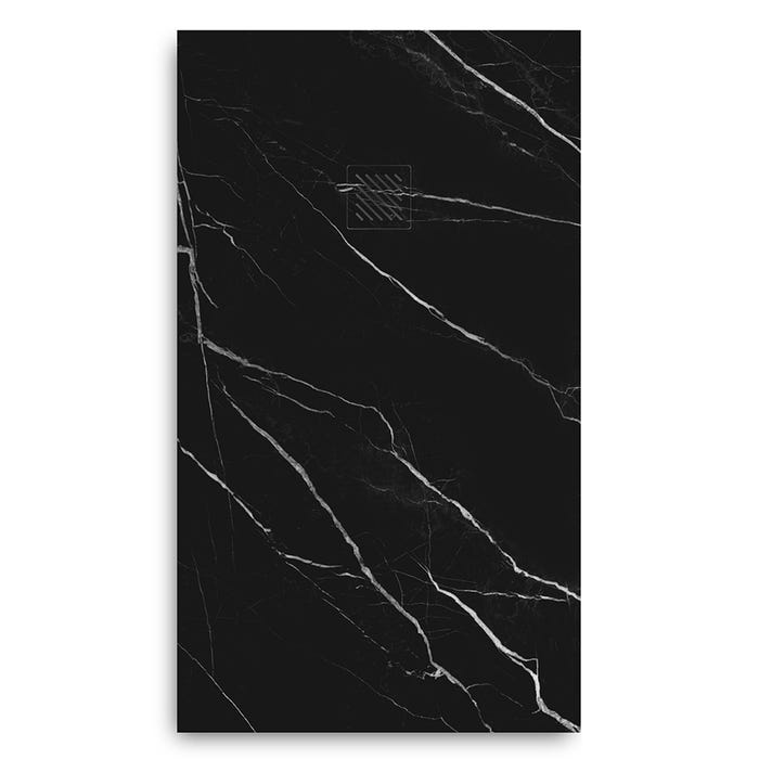 Receveur de douche en résine extra plat à poser 90x90cm - marble noir - ORIGINE