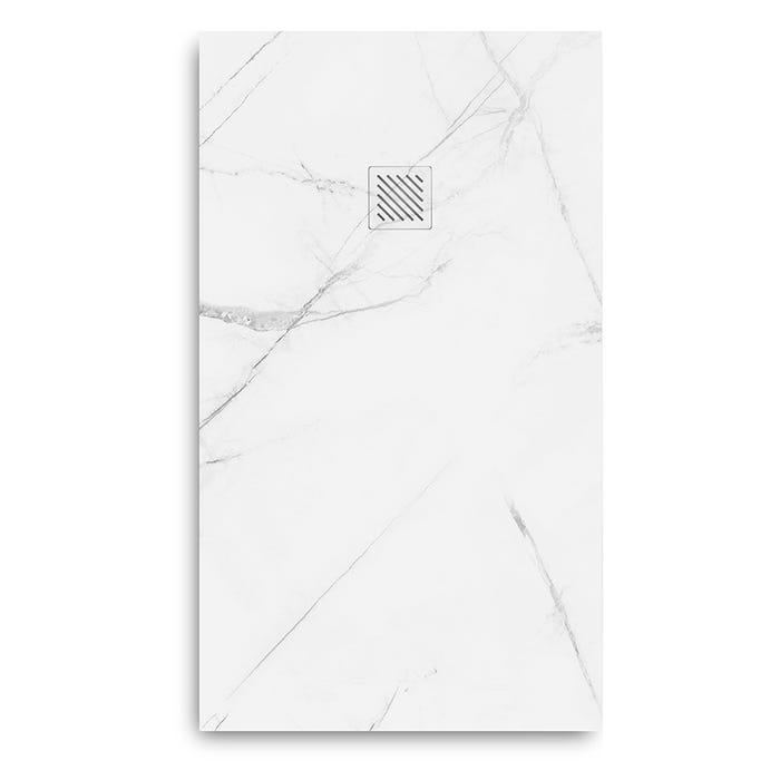 Receveur de douche en résine extra plat à poser 80x100cm - marble blanc - ORIGINE