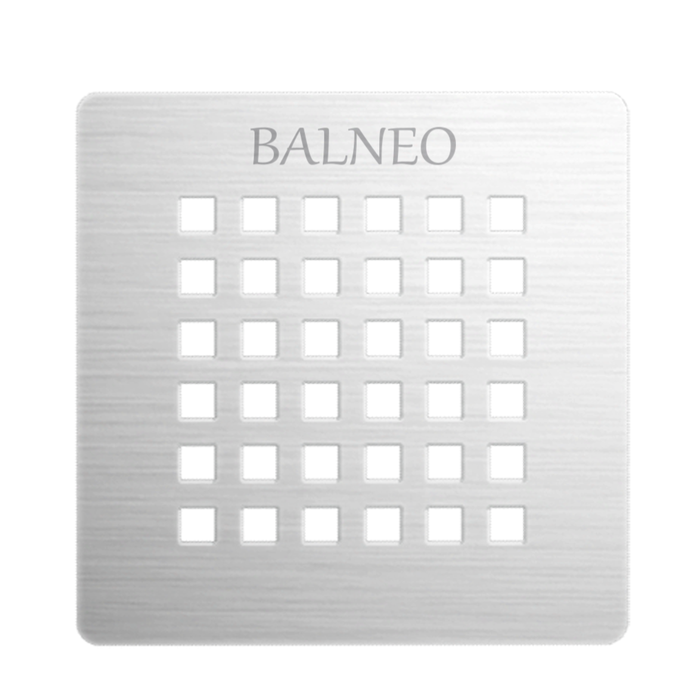 Balneo Grille 13,2x13,2cm, pour receveurs de douche, chrome, quadrillage, Stone Tray