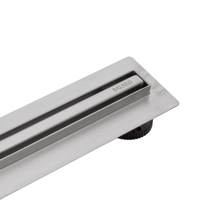 Balneo Caniveau de douche Slim en Acier Inox 80cm, finition chrome, avec Siphon rotatif, Slim&Low ProLine