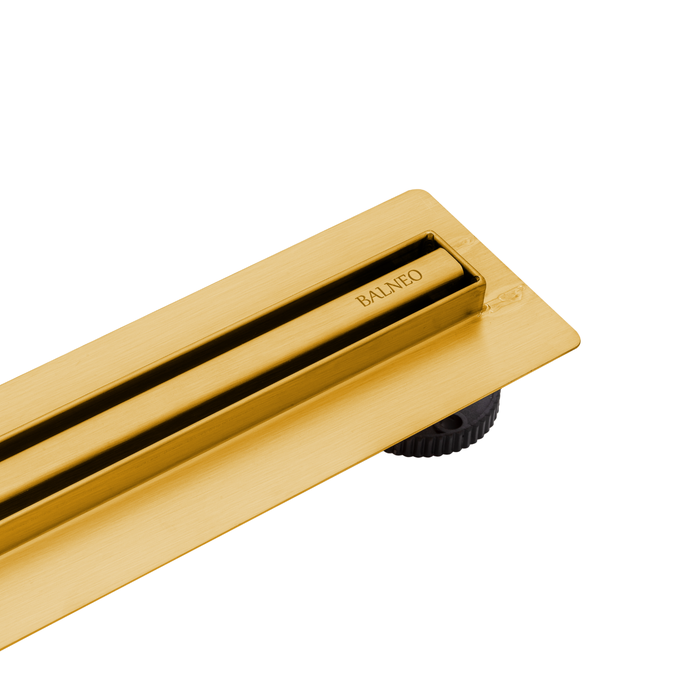 Balneo Caniveau de douche Slim en Acier Inox 70cm, finition gold, avec Siphon rotatif, Slim&Low ProLine