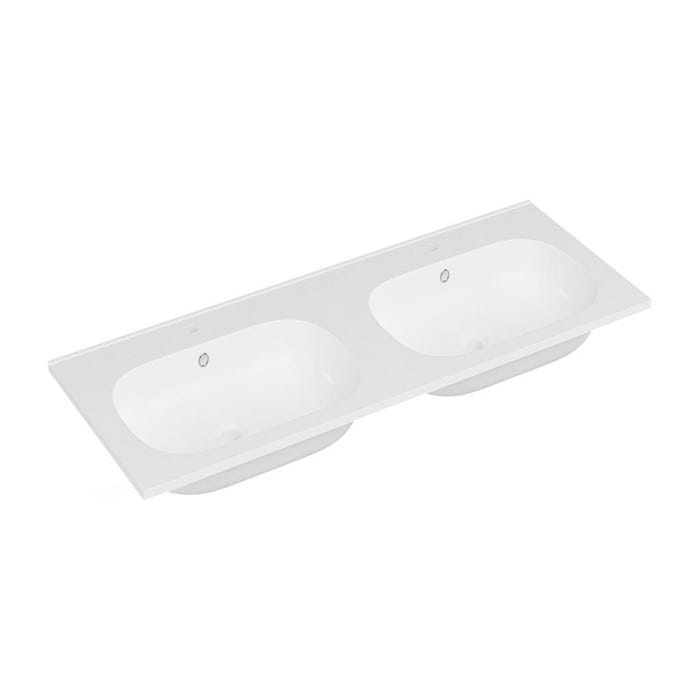 Double vasque à encastrer en résine effet pierre - Blanc - L120 x l46 cm - ATIWA