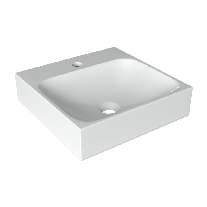 Vasque à poser carrée en polybeton 40 x 10,2 x 40 cm ELLEN