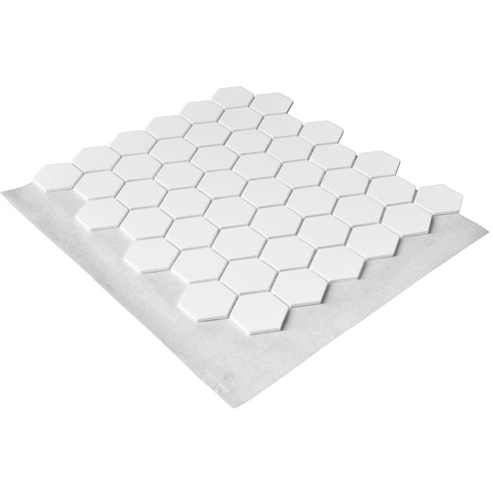 Mosaïque en solid surface 30 x 30 cm - format hexagone blanc pur lisse