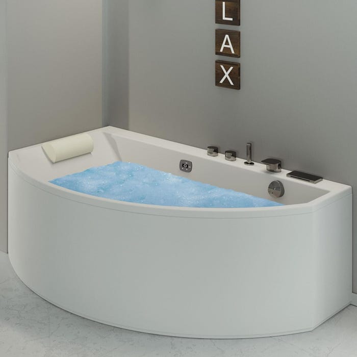 Baignoire balnéo CONGA 160x90 sur châssis métal, tête bain à droite, système balnéo SILENCE & AIR