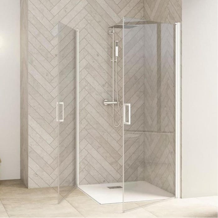 Porte de douche coulissante Kinedo SMART Design droite (à coupler avec la gauche) L 70 cm H 2,05 m blanc