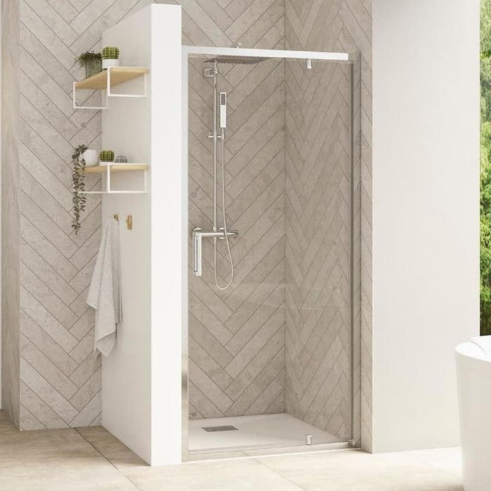 Porte de douche porte pivotante SMART Design L 75 cm H 2,05 m verre 6mm anti calcaire transparent