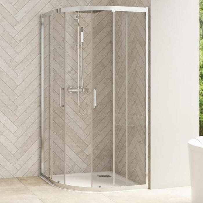 Porte de douche 1/4 de rond 2 portes coulissantes SMART Design pour receveur 1/4 de rond 100x100 chromé