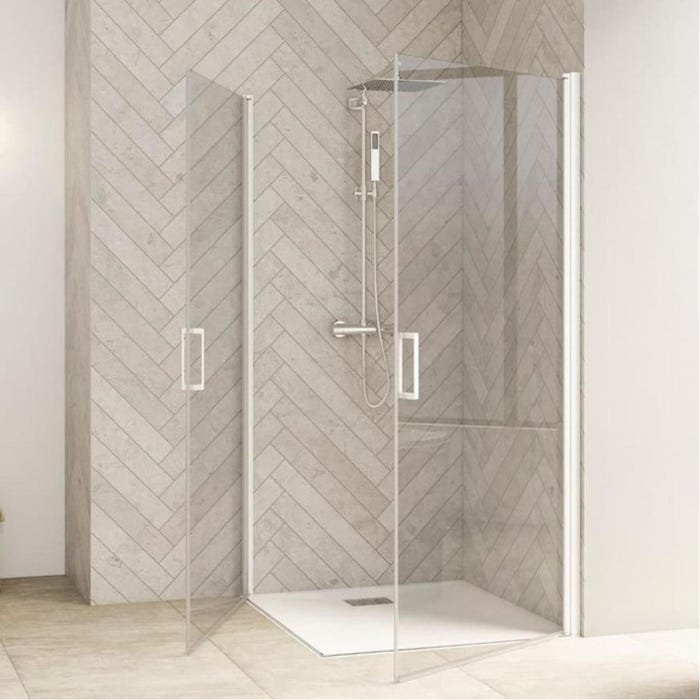 Porte de douche coulissante Kinedo SMART Design gauche (à coupler avec la droite) L 75 cm H 2,05 m blanc