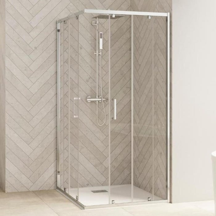 Porte de douche coulissante d'angle côté gauche (à coupler avec côté droit) SMART Design L 95 cm H 205 cm