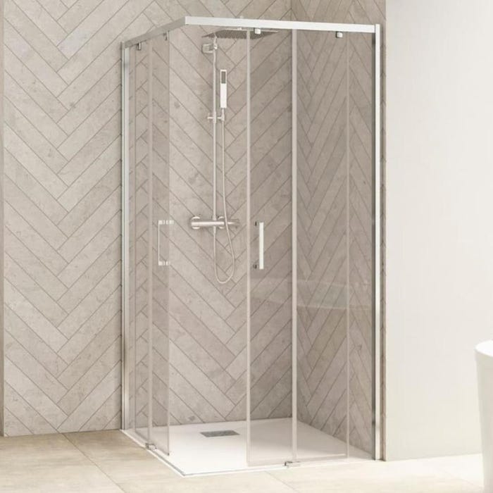 Porte de douche coulissante Kinedo SMART Design droite (à coupler avec la gauche) L 80 cm H 205 cm