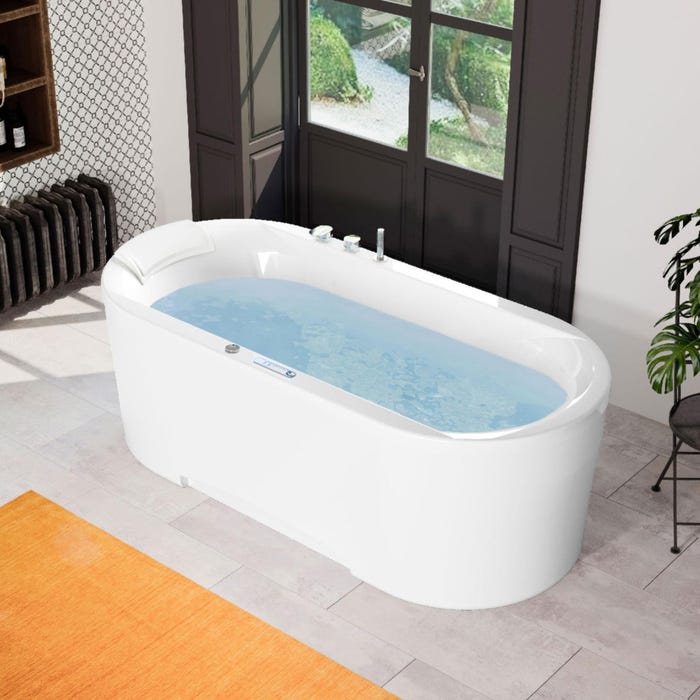 Baignoire îlot balnéo d'exception OVVIO 180x85 système balnéo SILENCE & AIR tête bain à droite