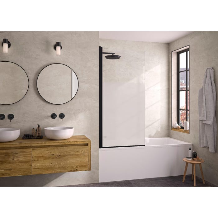 Pare-bain pivotant Smart Design Lyra 80 gris noir grainé verre transparent