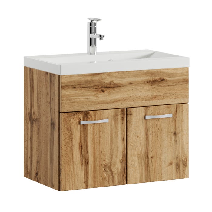 Meuble de salle de bain de Montreal 01 60 cm lavabo Chene - Armoire de rangement Meuble lavabo evier Meubles