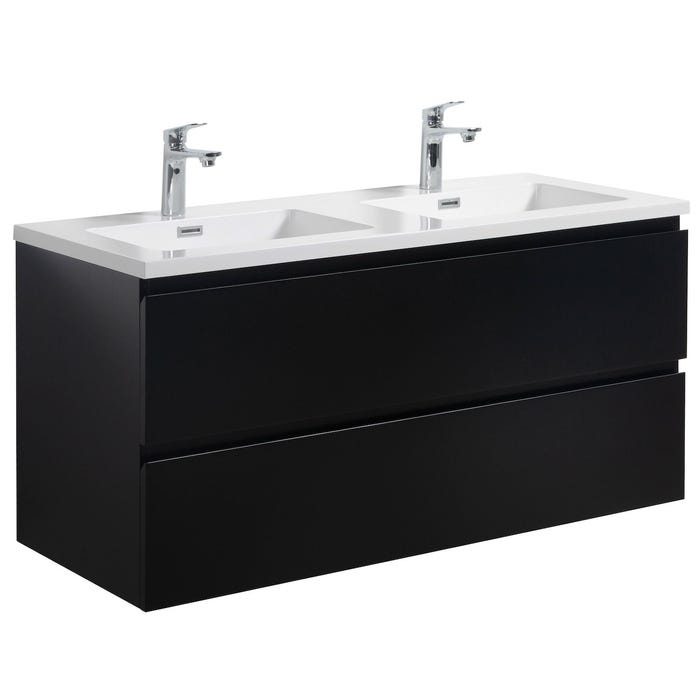 Meuble de salle de bain Angela 120 cm lavabo Noir – Armoire de rangement Meuble lavabo