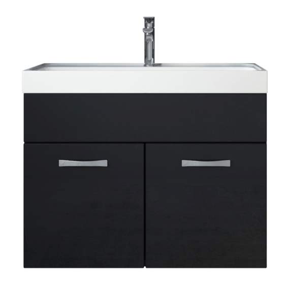 Meuble de salle de bain Paso 01 80 x 40 cm lavabo Noir Brillant – Armoire de rangement