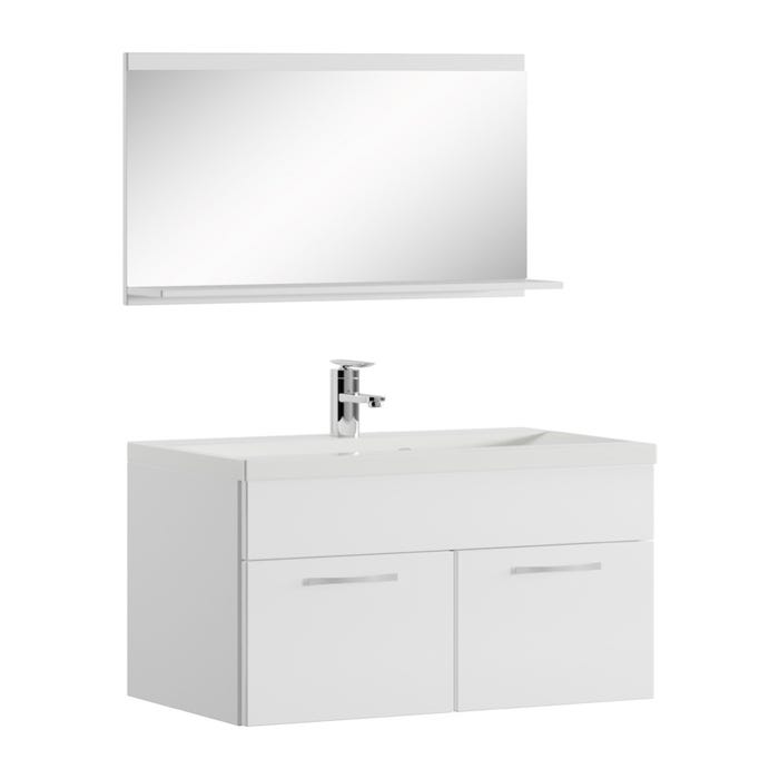 Meuble de salle de bain de Montreal 02 60 cm lavabo Blanc Brillant - Armoire de rangement Meuble lavabo evier Meubles