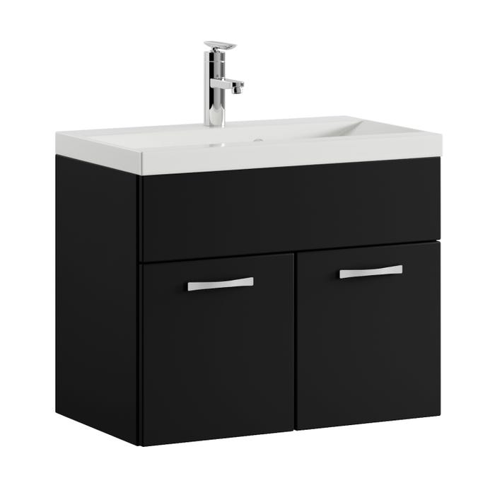 Meuble de salle de bain de Montreal 01 60 cm lavabo Noir mat - Armoire de rangement Meuble lavabo evier Meubles