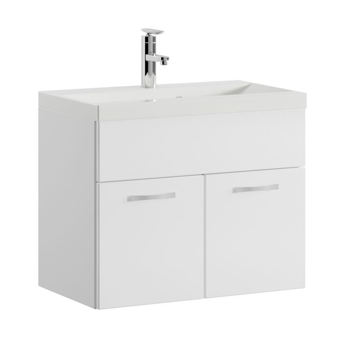 Meuble de salle de bain de Montreal 01 60 cm lavabo Blanc Brillant - Armoire de rangement Meuble lavabo evier Meubles