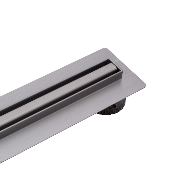 Balneo Caniveau de douche Slim en Acier Inox 70cm, finition graphite, avec Siphon rotatif, Slim&Low ProLine