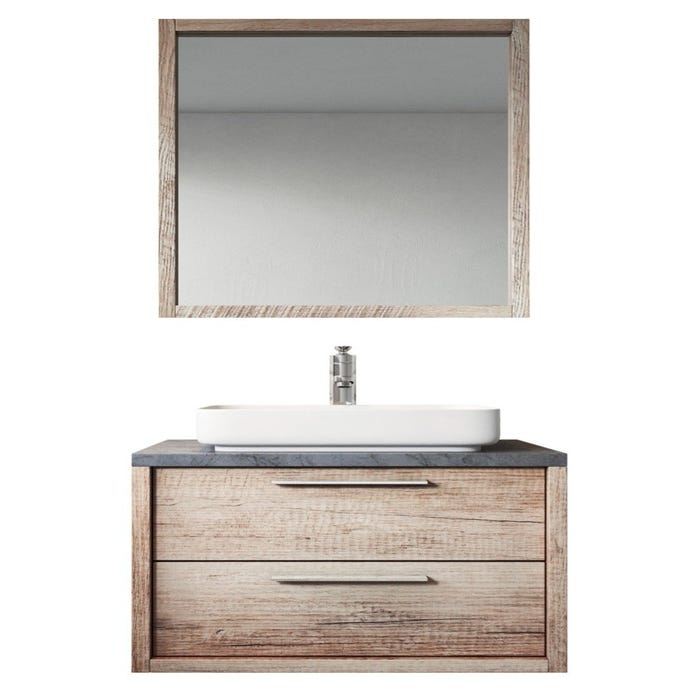 Meuble de salle de bain Indiana 70 cm - Badplaats - Chene avec gris - Meuble