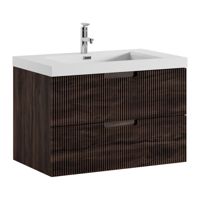 Meuble de salle de bain Thermis 100 cm lavabo Badplaats - Marron noyer