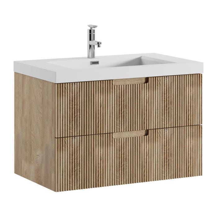 Meuble de salle de bain Thermis 100 cm lavabo Badplaats - Chene clair