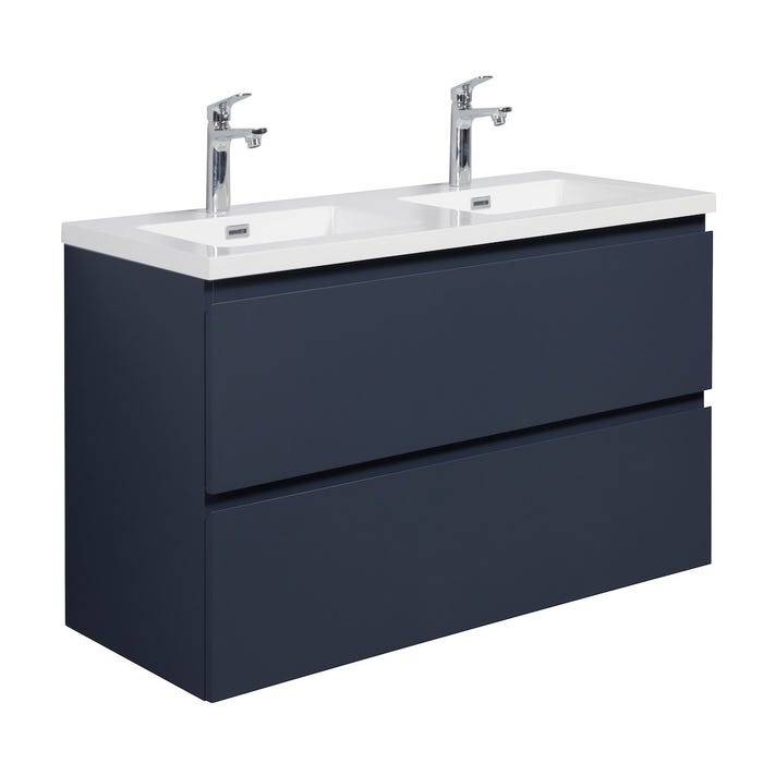 Meuble de salle de bain Angela 120 cm lavabo bleu mat – Armoire de rangement Meuble lavabo