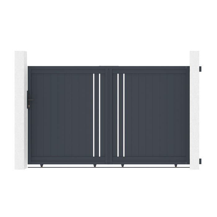 Portail coulissant aluminium 3,5m GIONA 350C140 gris