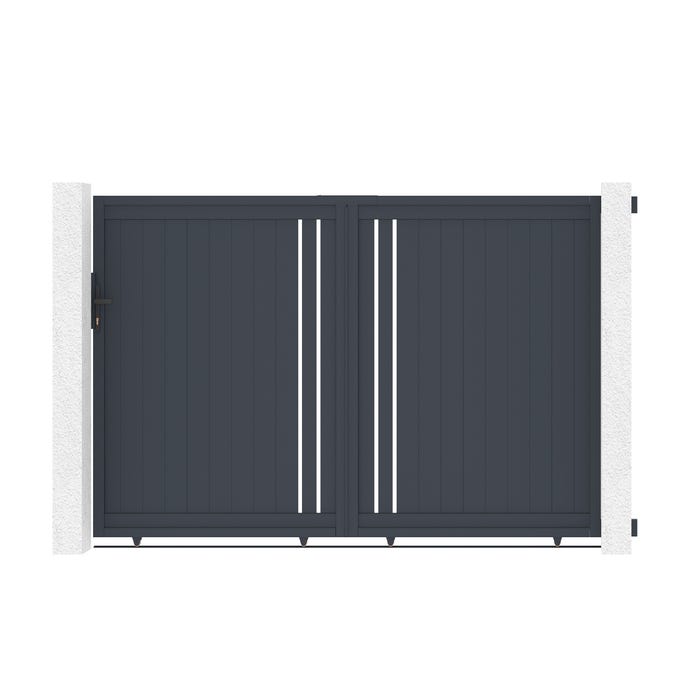 Portail coulissant aluminium 3,5m GIONA 350C160 gris