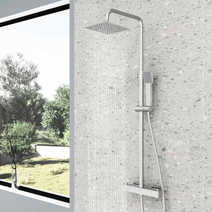 AICA Colonne de douche, colonne de douche chromée pour salle de bain, Kit de système de douche avec mitigeur réglable en hauteur