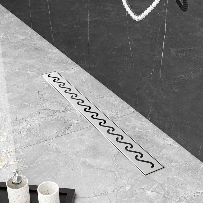AICA caniveau de douche en acier inoxydable italien,siphon de drainage au sol en carrelage,réglable en hauteur avec désodorisant- Style 2-60 cm