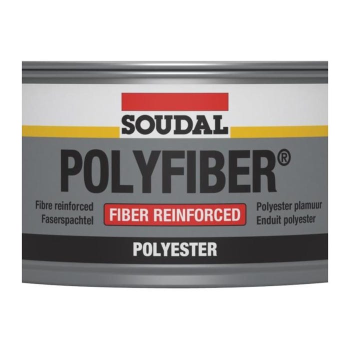 Polyfiber - Enduit polyester pour la réparation de carrosserie - Soudal - 1 kg Gris