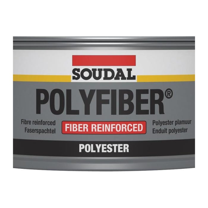 Polyfiber - Enduit polyester pour la réparation de carrosserie - Soudal - 250 g Gris