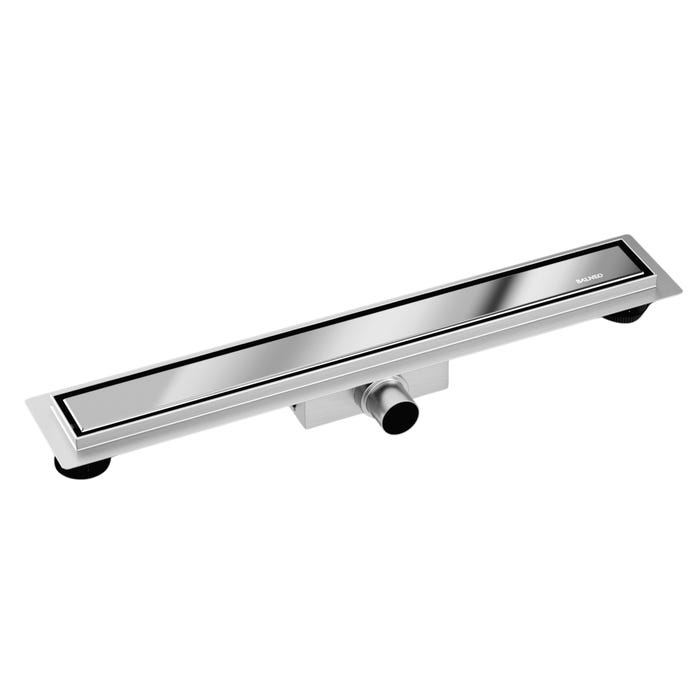 Balneo Caniveau de douche 2 en 1, en Acier Inox 90cm, finition miroir chrome, avec Siphon, Duplex Next