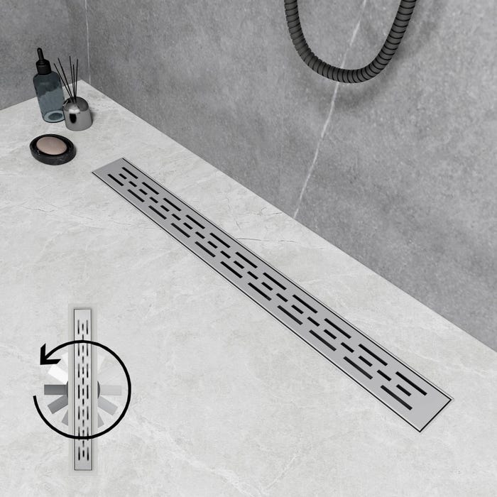 AICA caniveau de douche en acier inoxydable italien+siphon 360°,siphon de drainage au sol en carrelage,réglable en hauteur avec désodorisant- 70cm